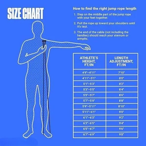 Adjustable skipping rope – height size chart