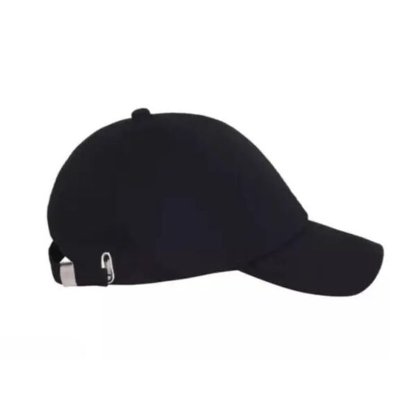 black cotton cap side profile view